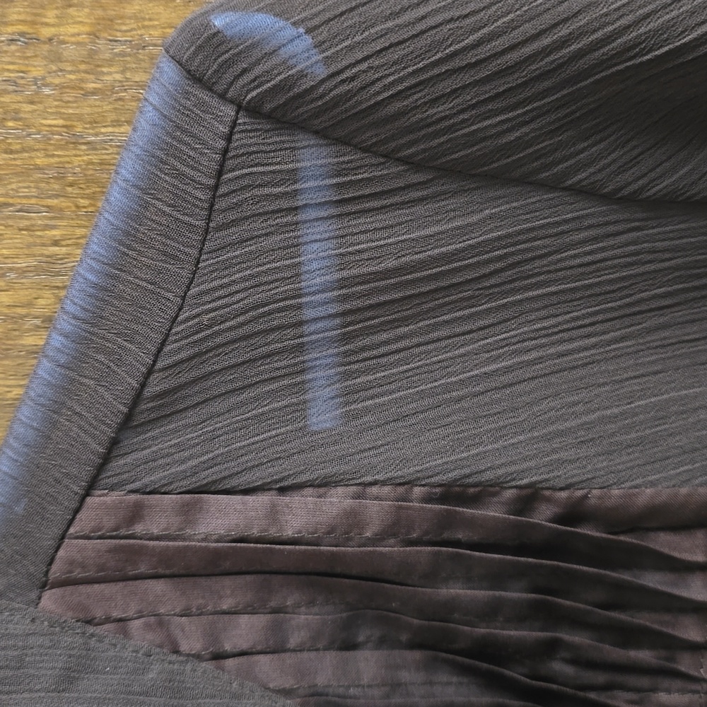 Brown Cap-Sleeve Pintuck Blouse - Picture 3 of 5